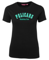 Ladies Varsity Short Sleeve Tee Black 
